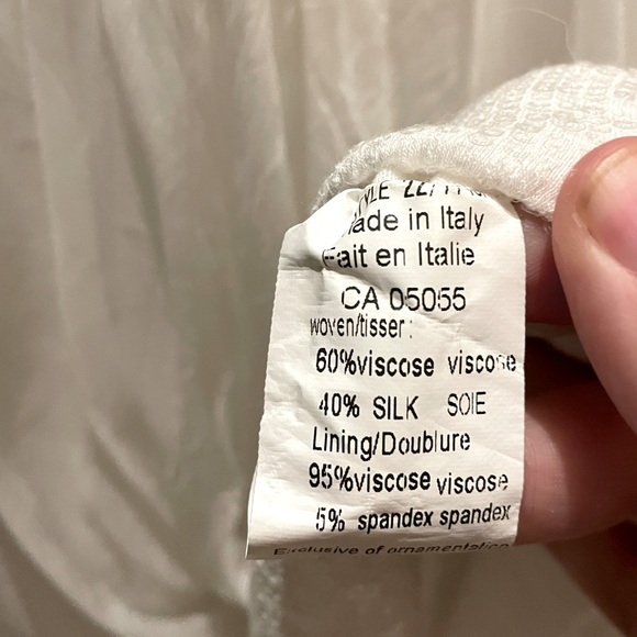 M Made in Italy WHITE Criss Cross Drape Front Silk Blend Blouse Size Large - Picture 7 of 9